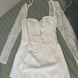 Amazon Elegant White Lace Mini Dress